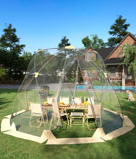 Litake ポップアップ バブルテント 屋外用オールウェザー 365X365CM 8~10人用 透明インスタントテント 雨よけ・日よけ・防寒・防風