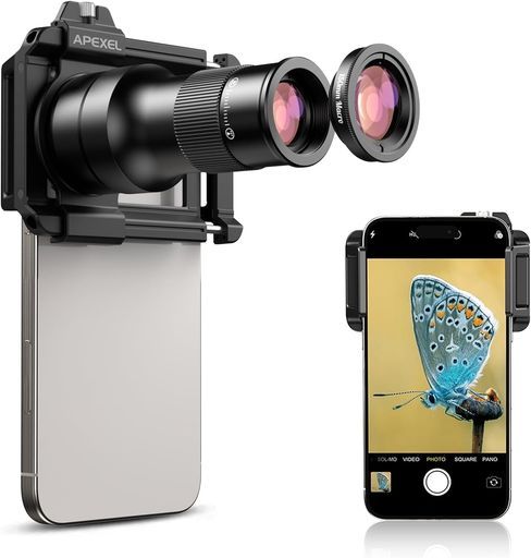 APEXEL スマホ望遠レンズ 6倍光学ズーム 150mmスマホマクロレンズ TM6 単眼鏡兼用 遠景撮影 接写撮影 スマホレンズ iPhone An