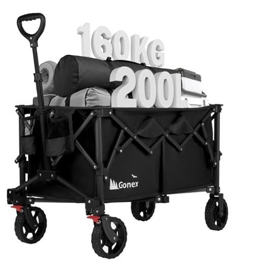 Gonex ポータブルカート 大容量200L 高耐荷重160kg キャリーワゴン 折りたたみキャリーカート アウトドア キャンプ レジャー 自立式収納
