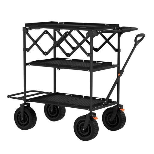 TARION 折りたたみ式カメラカート:衝撃吸収ソリッドPUタイヤ搭載 - 耐荷重約200kg - 3段収納スペース - 外付けブラケット対応 ディレ