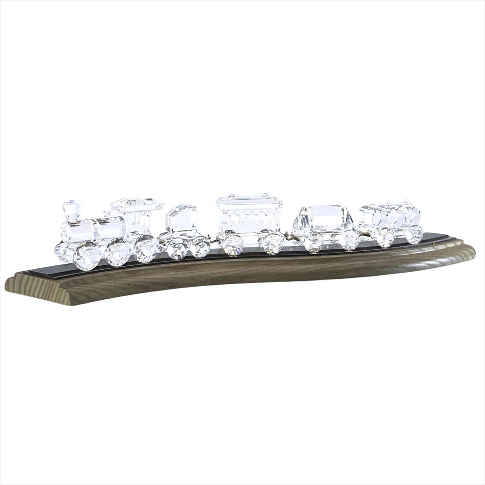 スワロフスキー SWAROVSKI 汽車セット オブジェ 置物 24cm クリア 5両 機関車 レール付き【中古】
