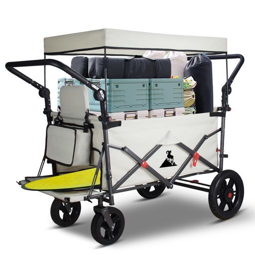 Topwell キャリー ワゴン屋根付 アウトドアワゴン ダブルプッシュハンドル シートとシートベルト付き大容量150L 耐荷重120 kg 片側荷室 16,418円
