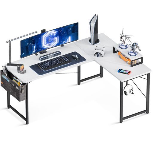 ODK l字デスク パソコンデスク ゲーミングデスク L字型 幅146cmx奥行120cm pcデスク デスク 机 収納袋付き desk オフィスデス