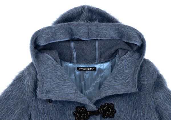 ヴィヴィアンタムVIVIENNETAM ウール混紡シャギーダッフルコート 水色1