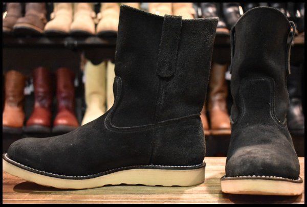 【9.5E 良品 09年】レッドウィング 8177 黒スエード ペコス ブラック ラフアウト プルオン ブーツ redwing pecos HOPESMORE 【GG392】