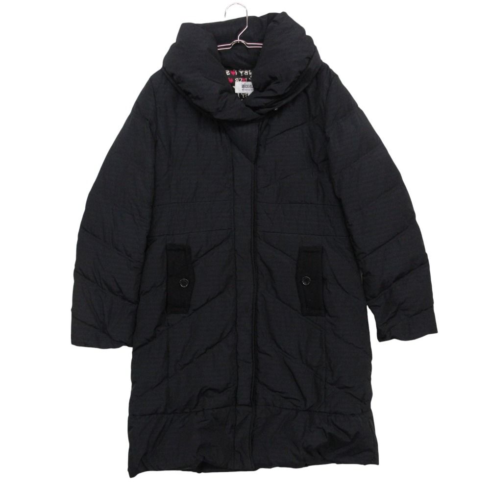 SONIA SONIA RYKIEL ソニアソニアリキエル コート シャドーストライプ柄 ダウン アウター ビッグカラー ロング ブラック 40【M】 レディース 【中古】