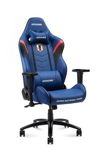 エーケーレーシング AKRacingゲーミングチェア サッカー日本代表ver. デスクチェア ブルー 高耐久PUレザー 180度リクライニング 在宅リ