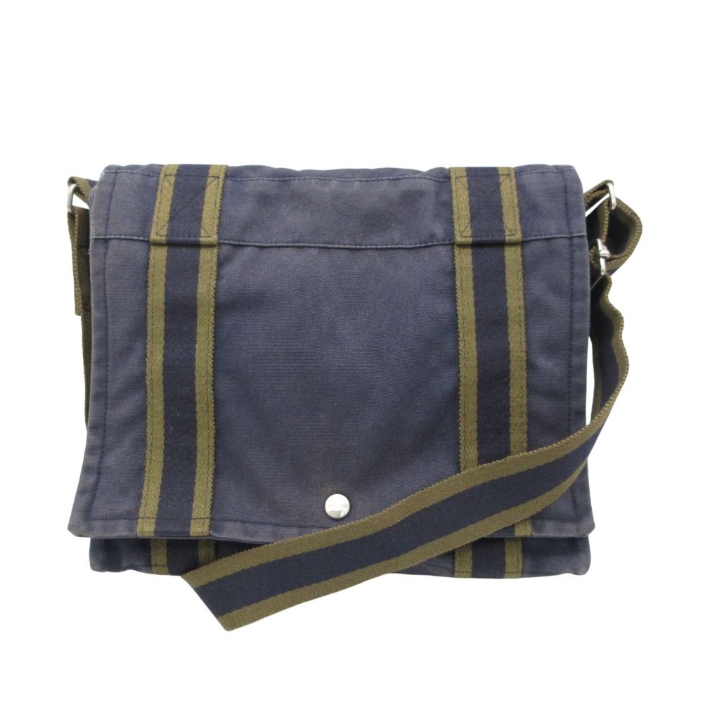 HERMES エルメス ショルダーバッグ フールトゥバサスPM メッセンジャーバッグ ネイビー×カーキ メンズ レディース 【中古】