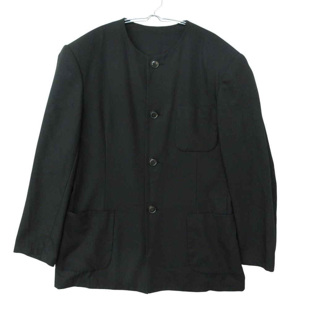 美品 Y's ワイズ ヨウジヤマモト ブルゾン 80s～90s初期 オールドワイズ スタンドカラー マオカラージャケット 変形パッチポケット 肩パッド入り ブラック K【M】 メンズ 【中古】