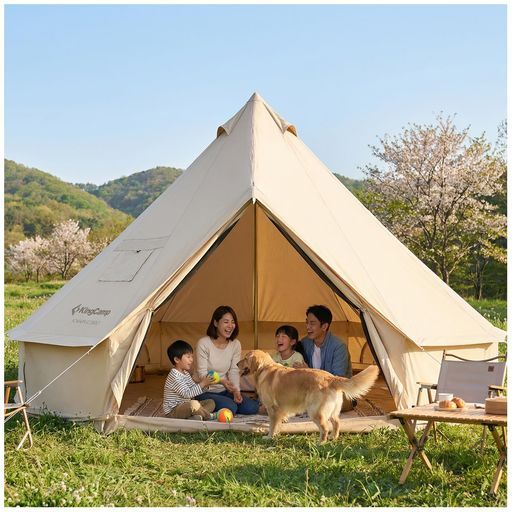 【2026新登場】KingCamp ベルテント 4m 大型 冬用 ポリコットン 4-6人用 防水・通気 煙突穴付き オールシーズン グループ/ファミリ