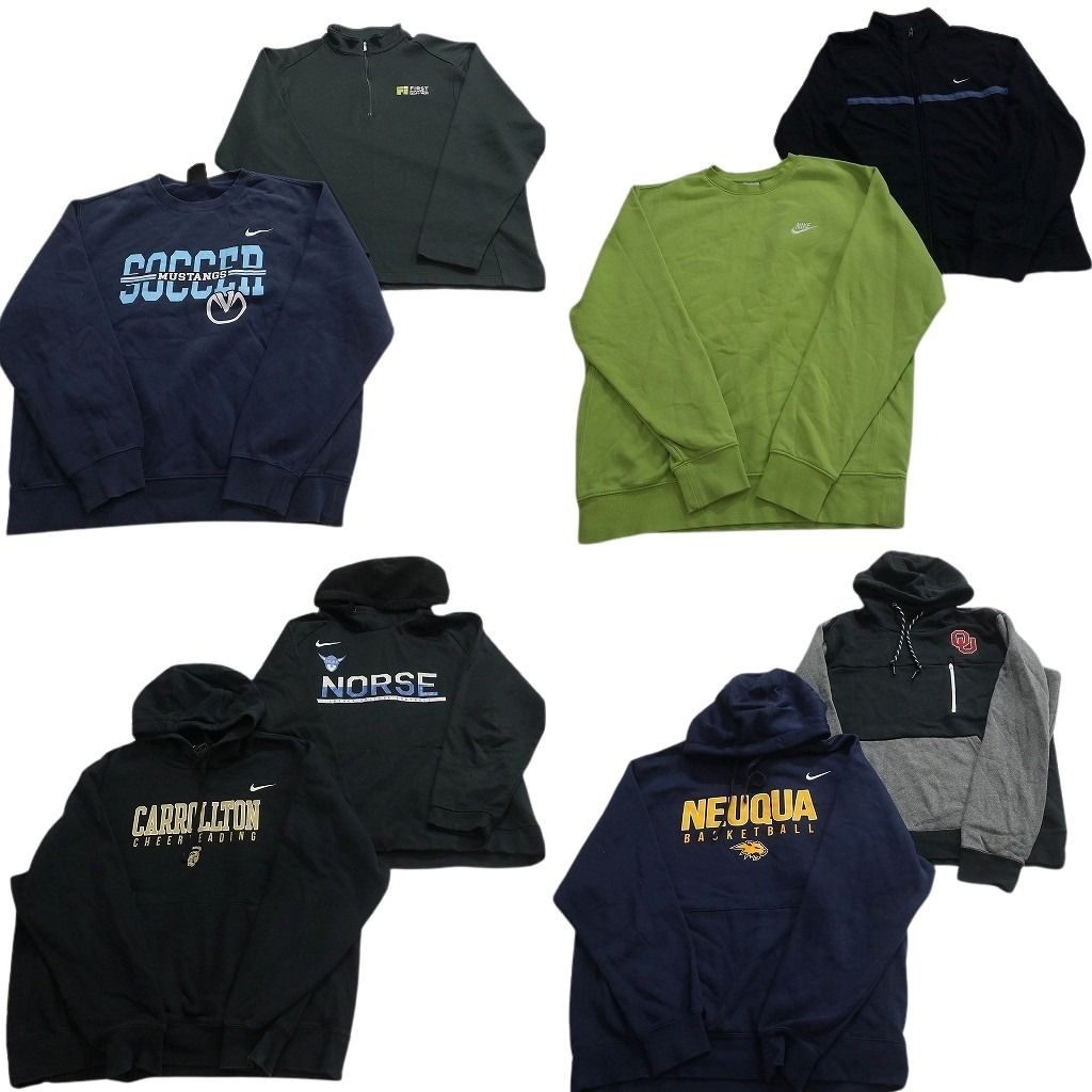 古着卸 まとめ売り NIKE ナイキ スウェット 8枚セット ( メンズ L/XL ) カレッジ風 スタンドカラー ハーフジップ  中古 古着 NF5870 古着卸 まとめ売り NIKE ナイキ スウェット 8枚セット ( メンズ L/XL
