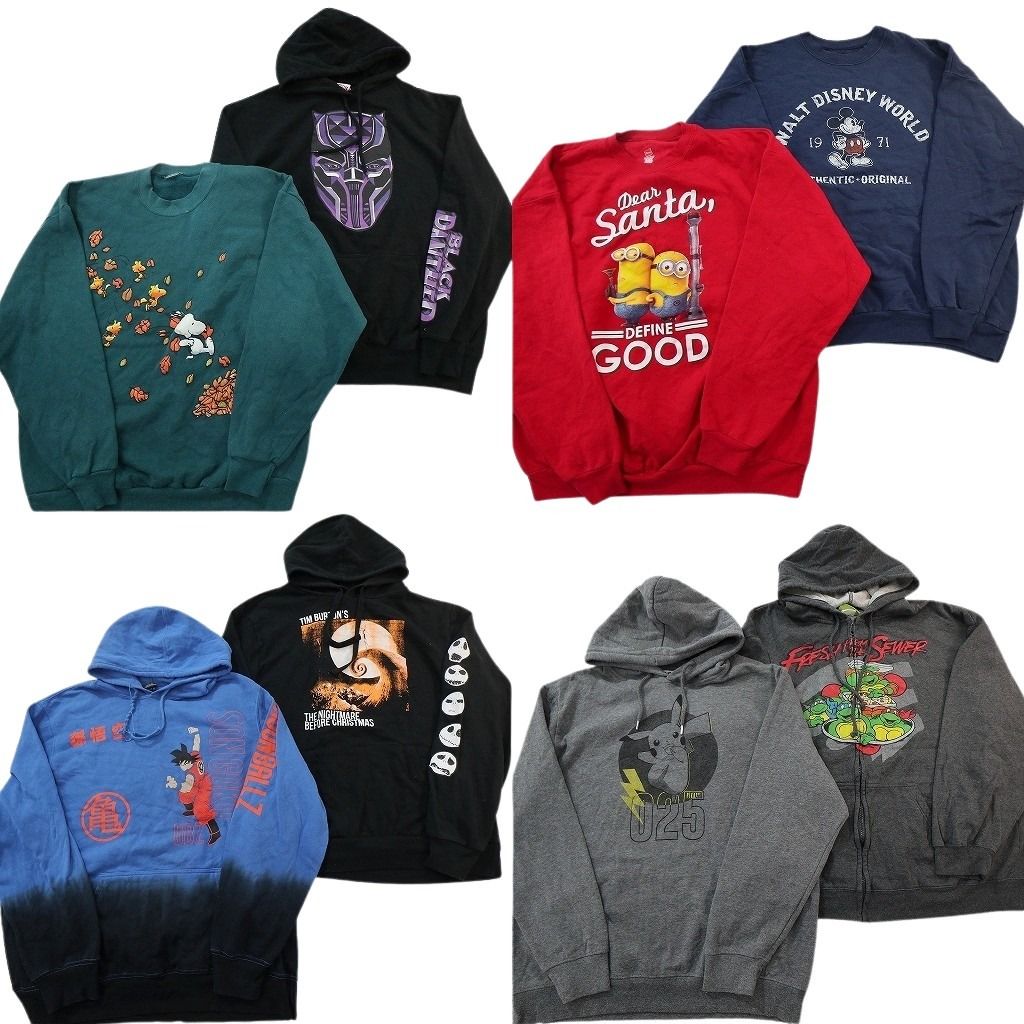 古着卸 まとめ売り キャラクター スウェット 8枚セット ( メンズ L/XL ) タートルズ ポケモン ドラゴンボール ディズニー 中古 古着 NF5883 古着卸 まとめ売り キャラクター スウェット 8枚セット ( メンズ L/XL