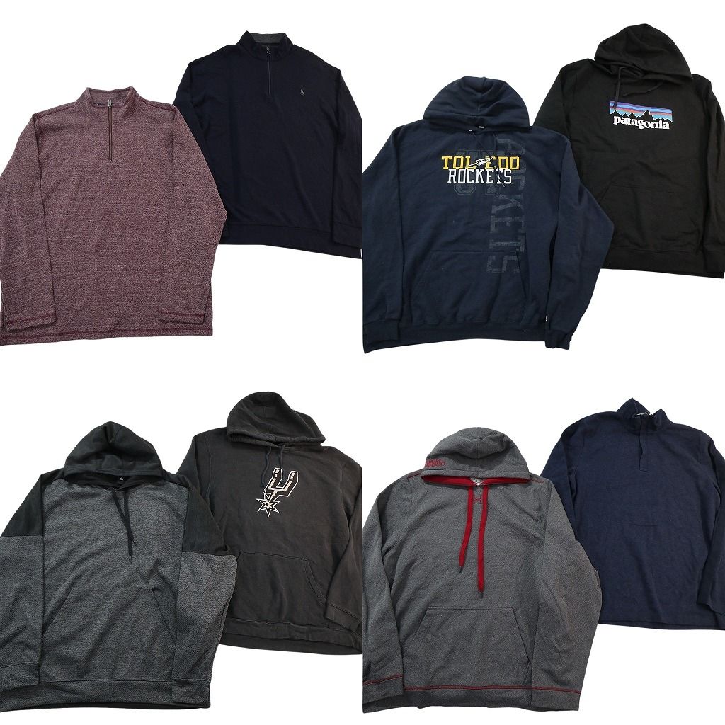 古着卸 まとめ売り ブランド スウェット 8枚セット ( メンズ 2XL ) パタゴニア ラルフローレン カルバンクライン 中古 古着 NF6105 古着卸 まとめ売り ブランド スウェット 8枚セット ( メンズ 2XL