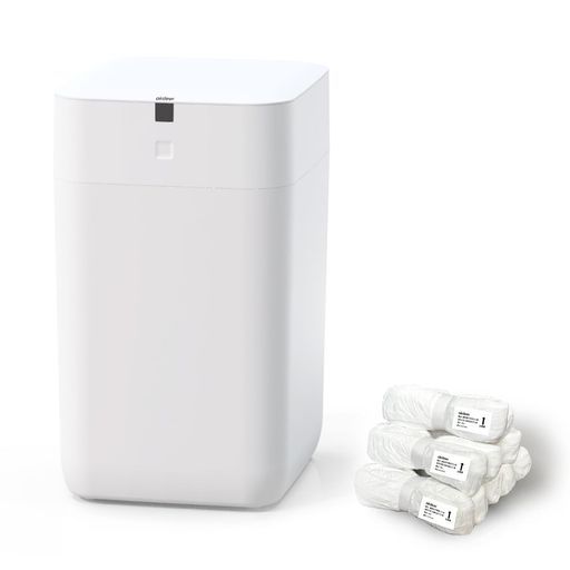 Airdeer 全自動ゴミ箱 自動梱包 自動開閉 15L 電動ゴミ箱 センサー付き 生ゴミ キッチン オムツ 猫砂 日本語音声ガイド機能 ホワイト(本体セット+補充用袋リング