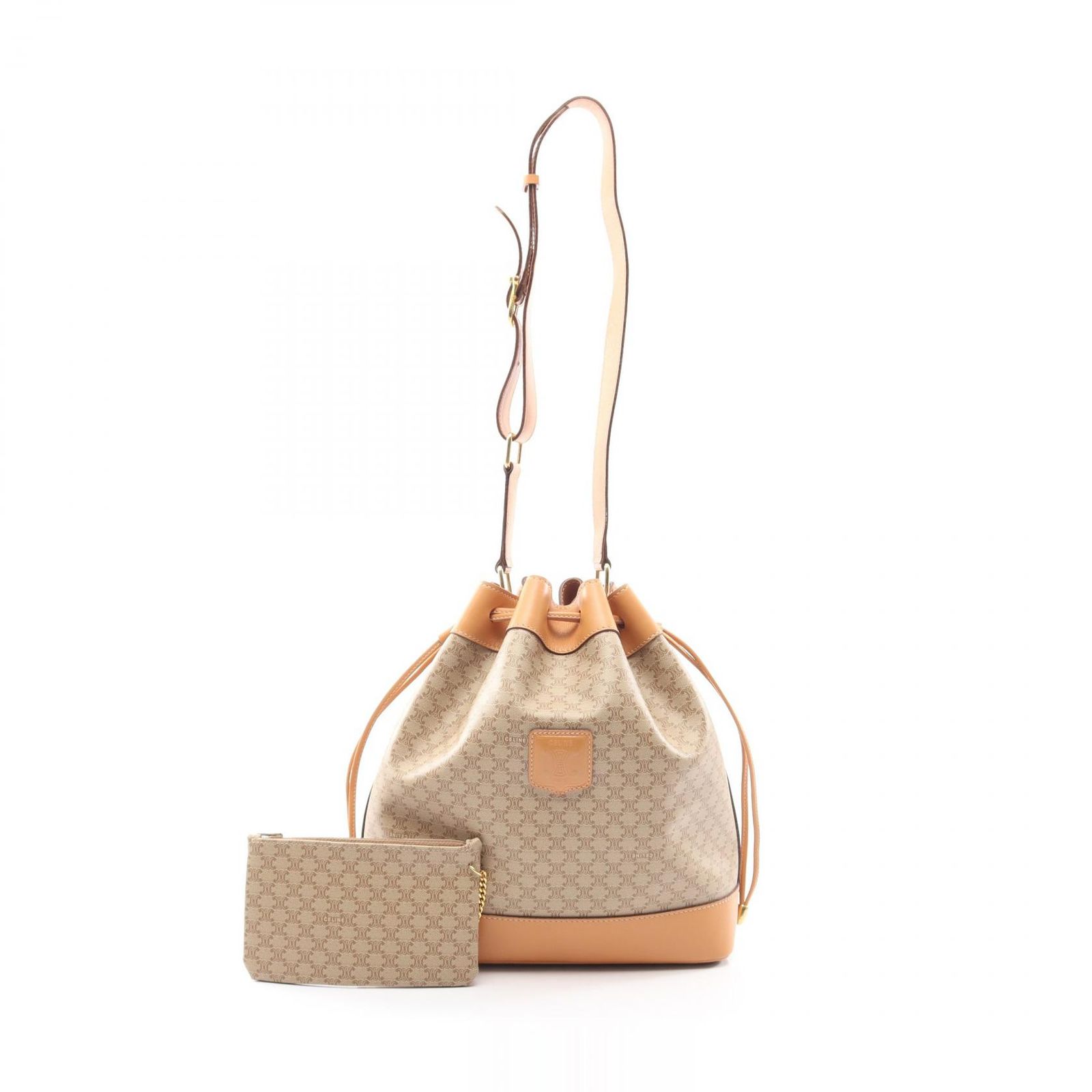 CELINE セリーヌ マカダム ドローストリング ショルダーバッグ