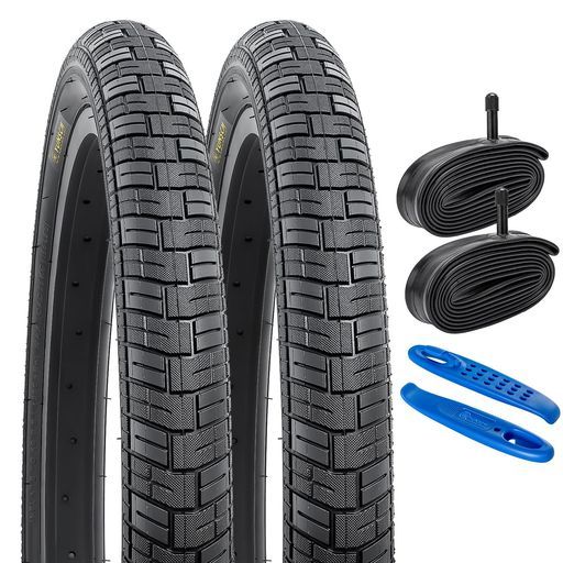 YunSCM 2本セット,20 2.25 タイヤ,20x2.25 58-406 自転車タイヤ + 20x2.125/2.40 チューブ米式バルブ32m