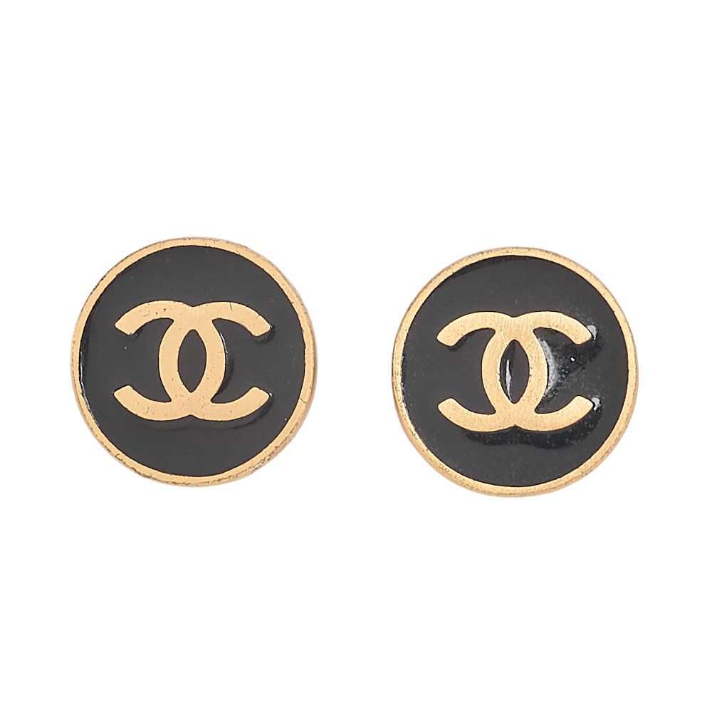 CHANEL シャネル　ココマーク　01P　イヤリング　エナメル×GP　ゴールド金具　 レディースブローチ ハイブランド【中古】【送料無料】