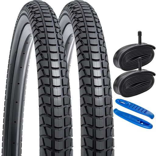 YunSCM 2本セット,27.5 1.95 タイヤ,27.5x1.95 53-584 自転車タイヤ + チューブ 仏式バルブ48mm+ タイヤレバ,