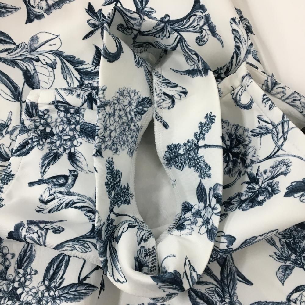 美品】エイミーゴルフ ノースリーブハイネックワンピース 白×ネイビー