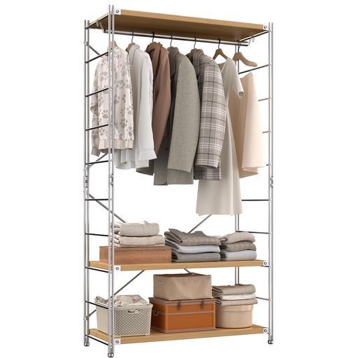 HOMNITURE ハンガーラック - 頑丈で耐久性があり、強力な耐荷重 | 大容量 3段 服 収納 洋服ラック | 家庭、オフィス、店舗に最適 |