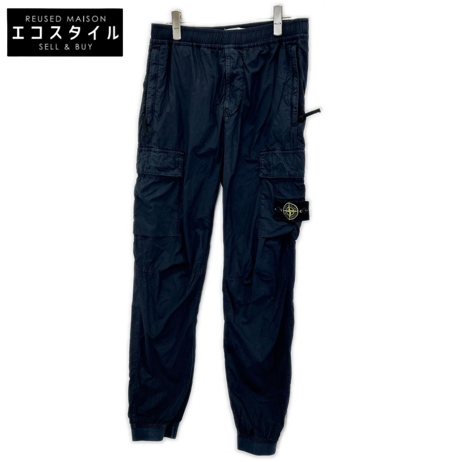 STONE ISLAND ストーンアイランド ネイビー ロゴパッチ付き テーパード