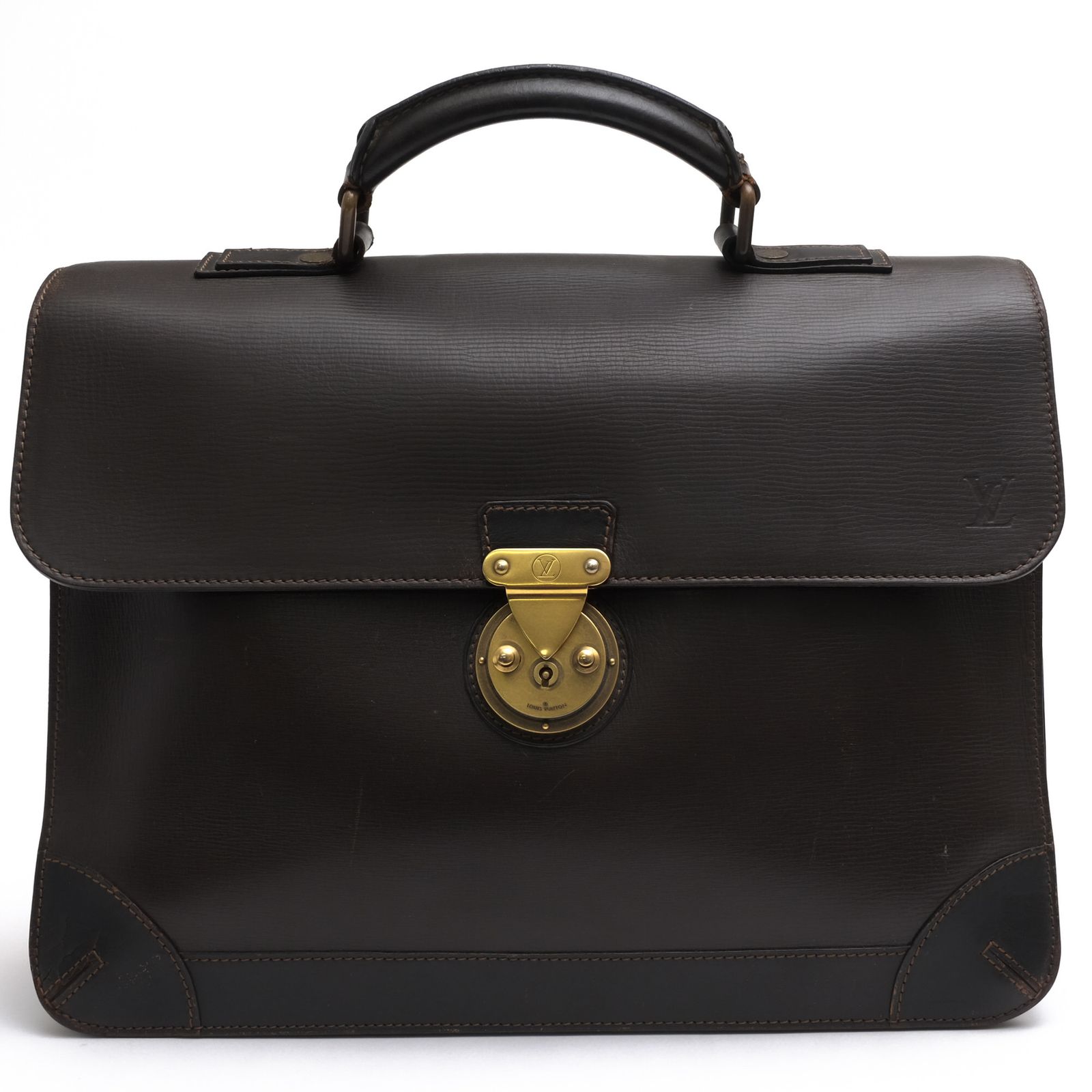ヴィトン／Louis Vuitton バッグ ブリーフケース ビジネスバッグ 鞄 ビジネス メンズ 男性 男性用 レザー 革 本革 ダークブラウン 茶 ブラウン M95452 Utah Leather Apache Briefcase ユタ シボ革 シュリン