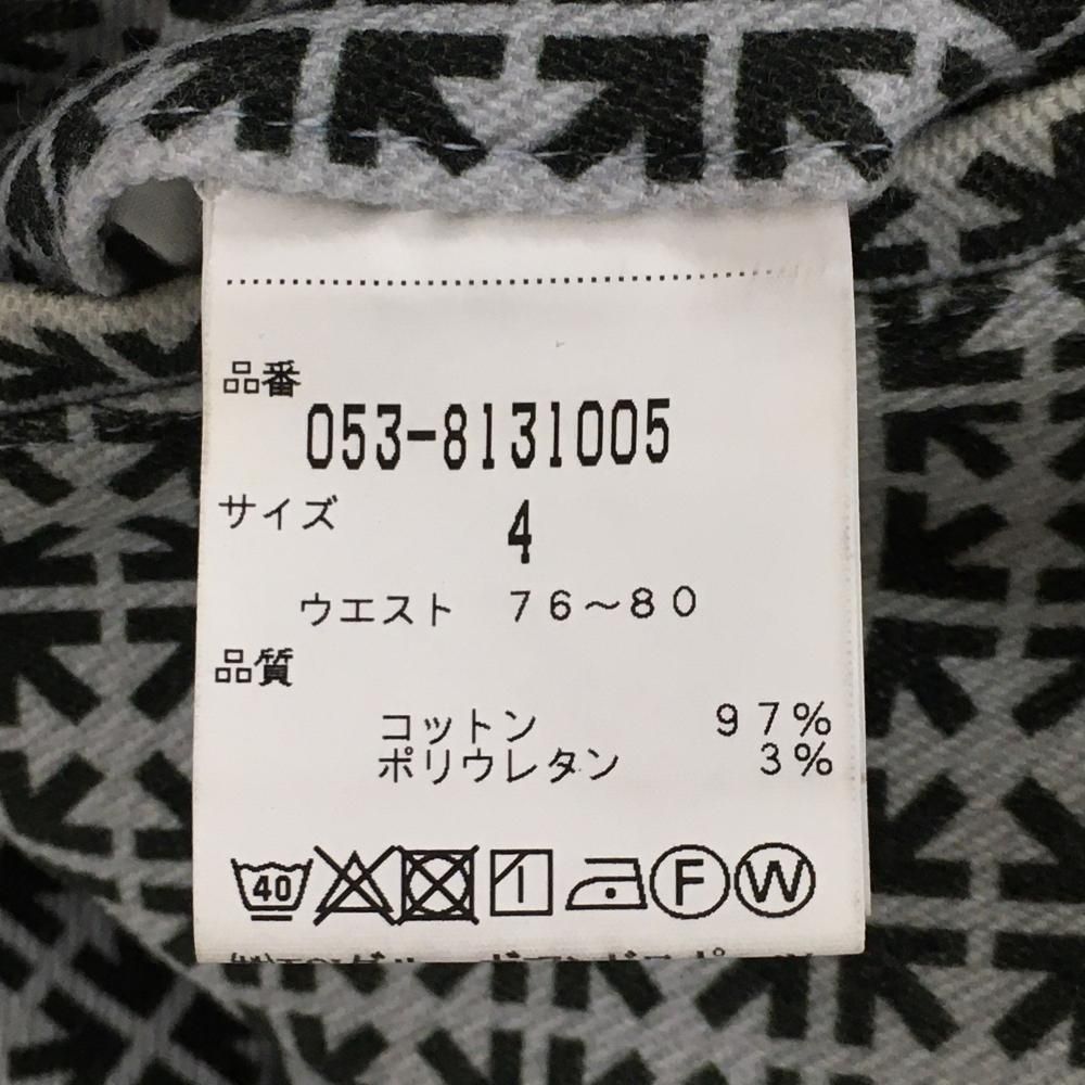 PEARLY GATES 総柄パンツ サイズ4 パーリーゲイツ パンツ ライトグレー×黒 総柄 ロゴ刺しゅう メンズ 4(M