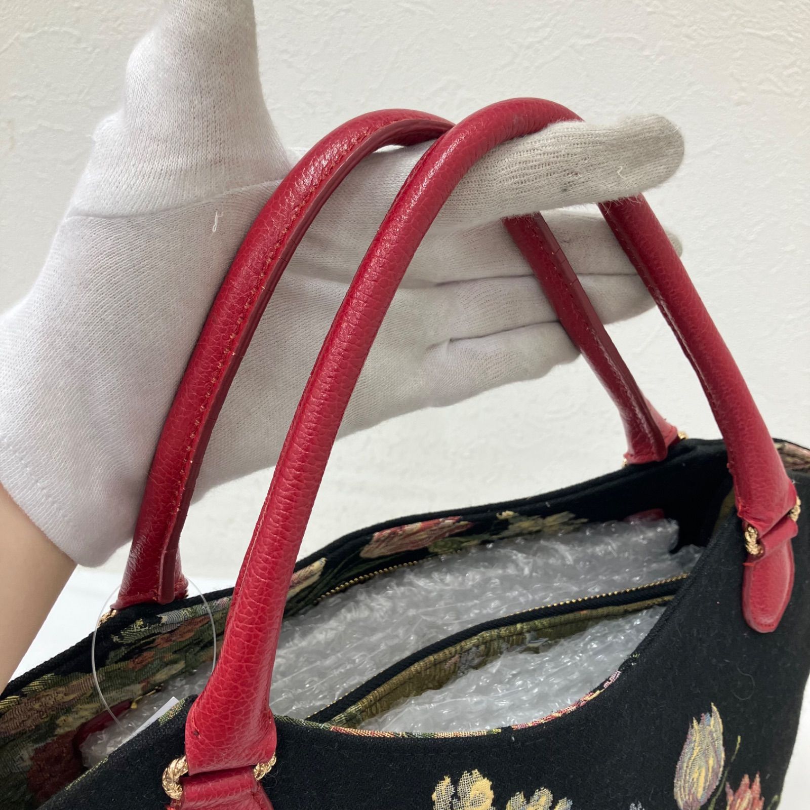 レディース 美品 Think Bee! ハンドバッグ フィオーレ ゴブラン織生地 