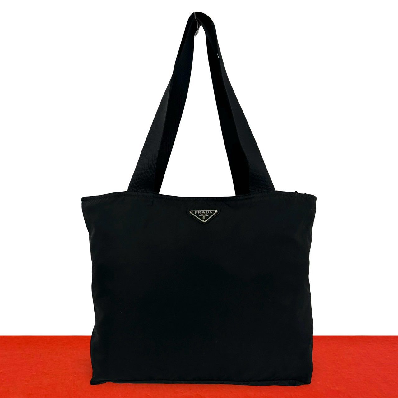 極 美品 PRADA プラダ 三角ロゴ プレート トライアングル 金具