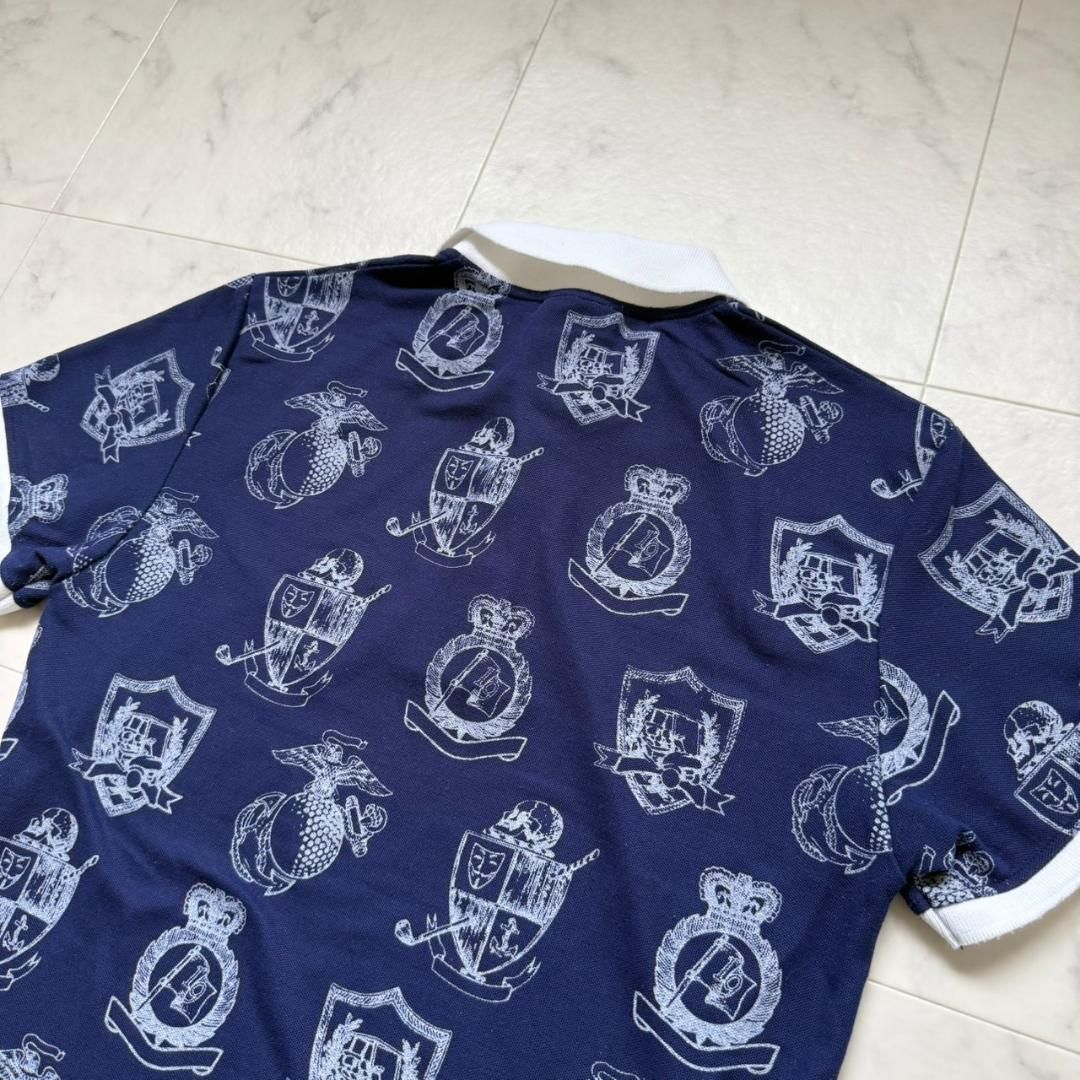 RUSSELUNO ゴルフ ポロシャツ ルチャ スカル 総柄 ネイビー 6 XL