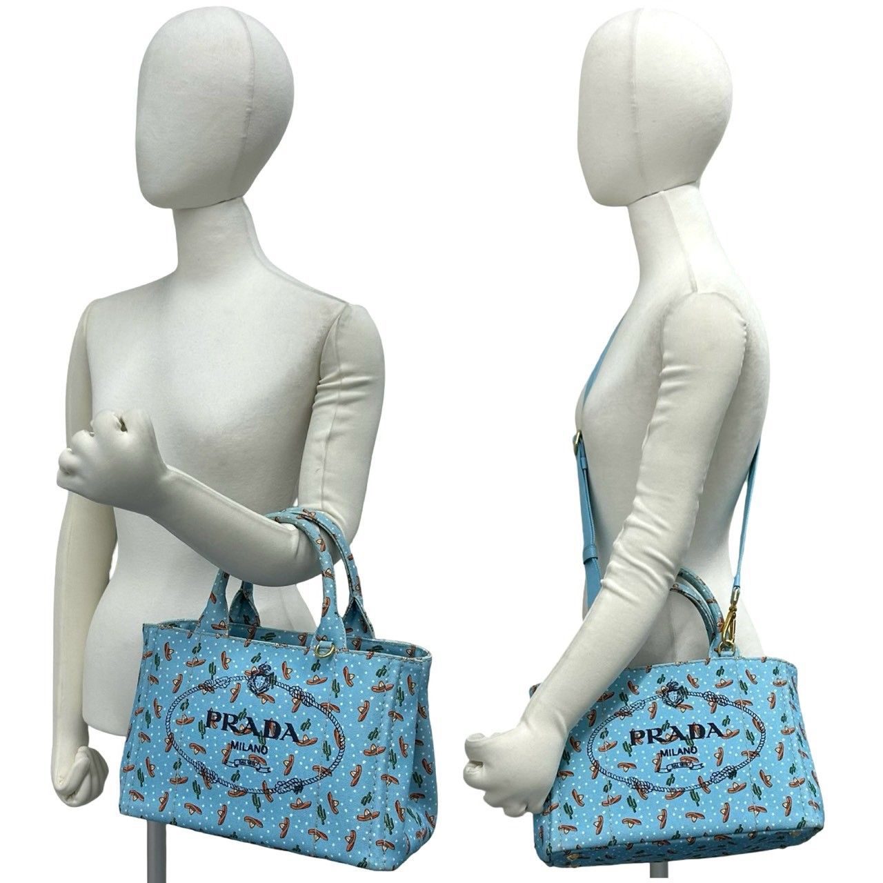 極 美品 PRADA プラダ カナパ 三角ロゴ プレート 金具 キャンバス 2way