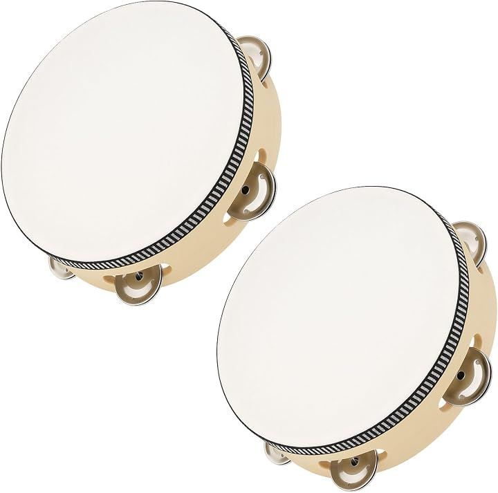 ADZU Malacastambarin Wooden Percussion Instrument Toddler Intellectual Education Rhythmic Play Rhythmic Recital Playtime Playtime Playtime Playtime Party Performance Study Materials 20cm Set of 2 (Tambourine 20cm Set of 2)
