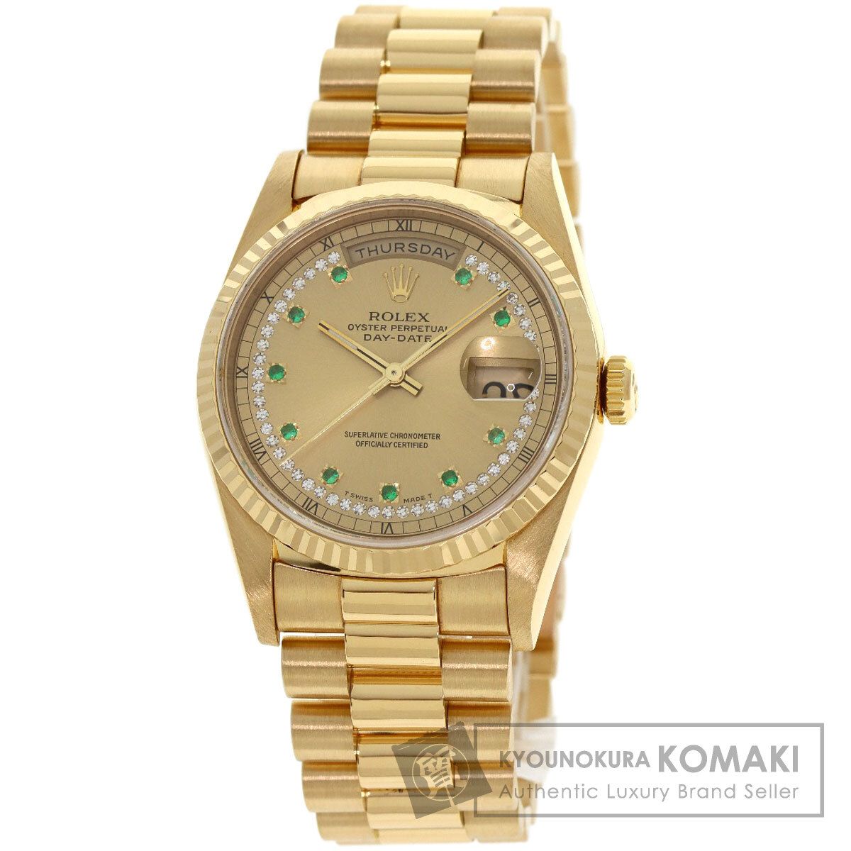 ROLEX ロレックス 18238LE デイデイト エメラルド ダイヤモンド 腕時計 K18YG K18YG メンズ [中古]