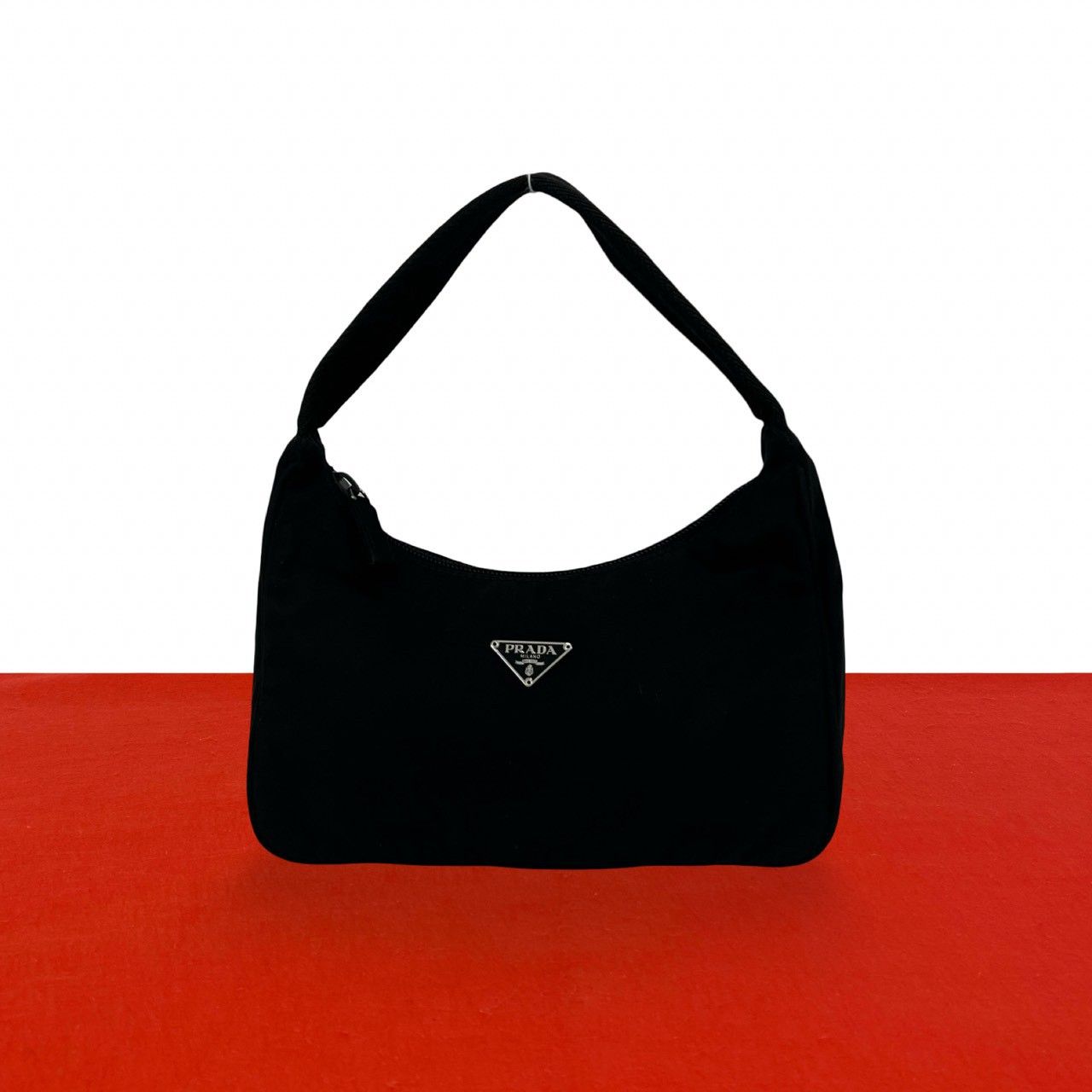 極 美品 PRADA プラダ 三角ロゴ プレート 金具 ナイロン テスート ミニ