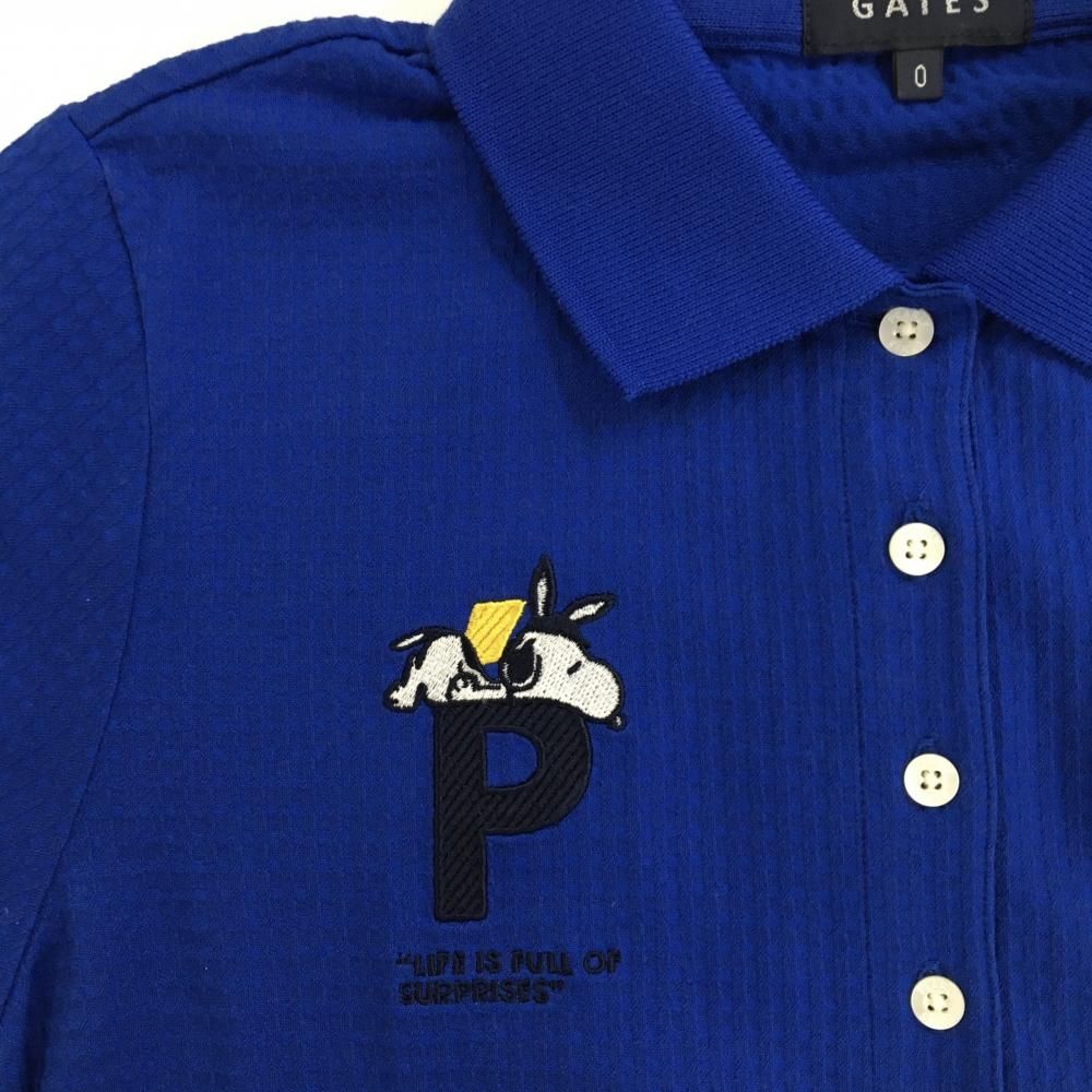 超美品】パーリーゲイツ×PEANUTS 半袖ポロシャツ ブルー 織生地 うさ耳