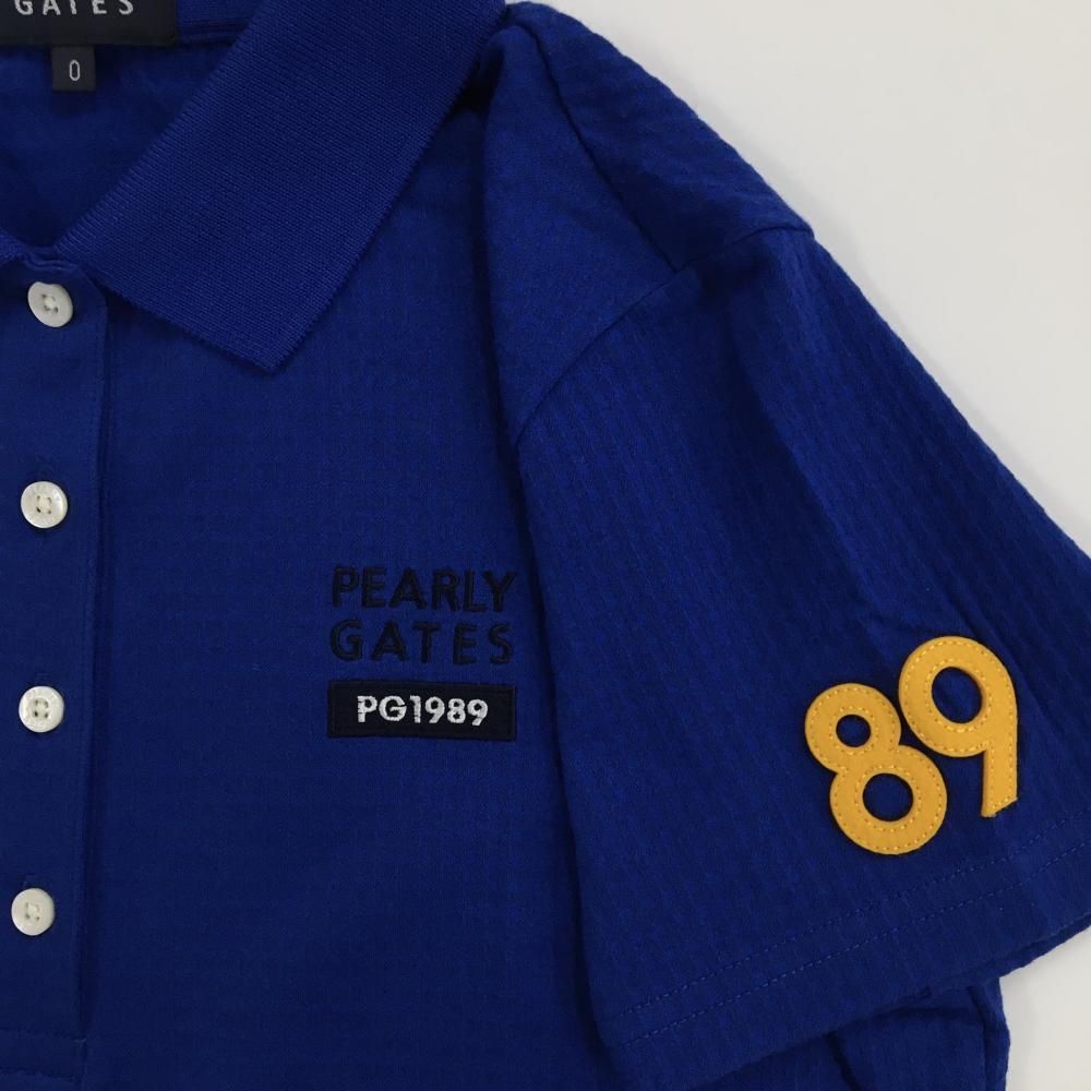 超美品】パーリーゲイツ×PEANUTS 半袖ポロシャツ ブルー 織生地 うさ耳