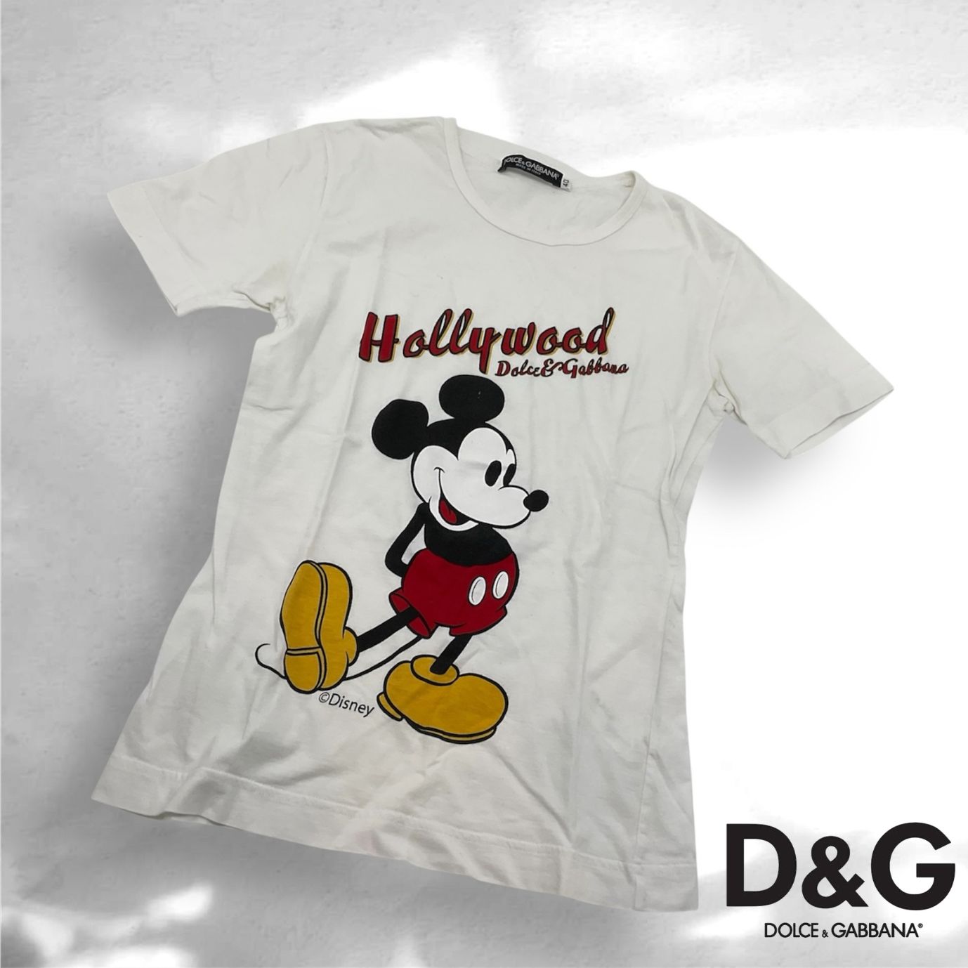 新品未使用　D&G ディズニー ミッキーマウス Tシャツ　オフホワイト44サイズ DOLCE&GABBANA ドルチェアンドガッバーナ ディズニー ミッキーマウス