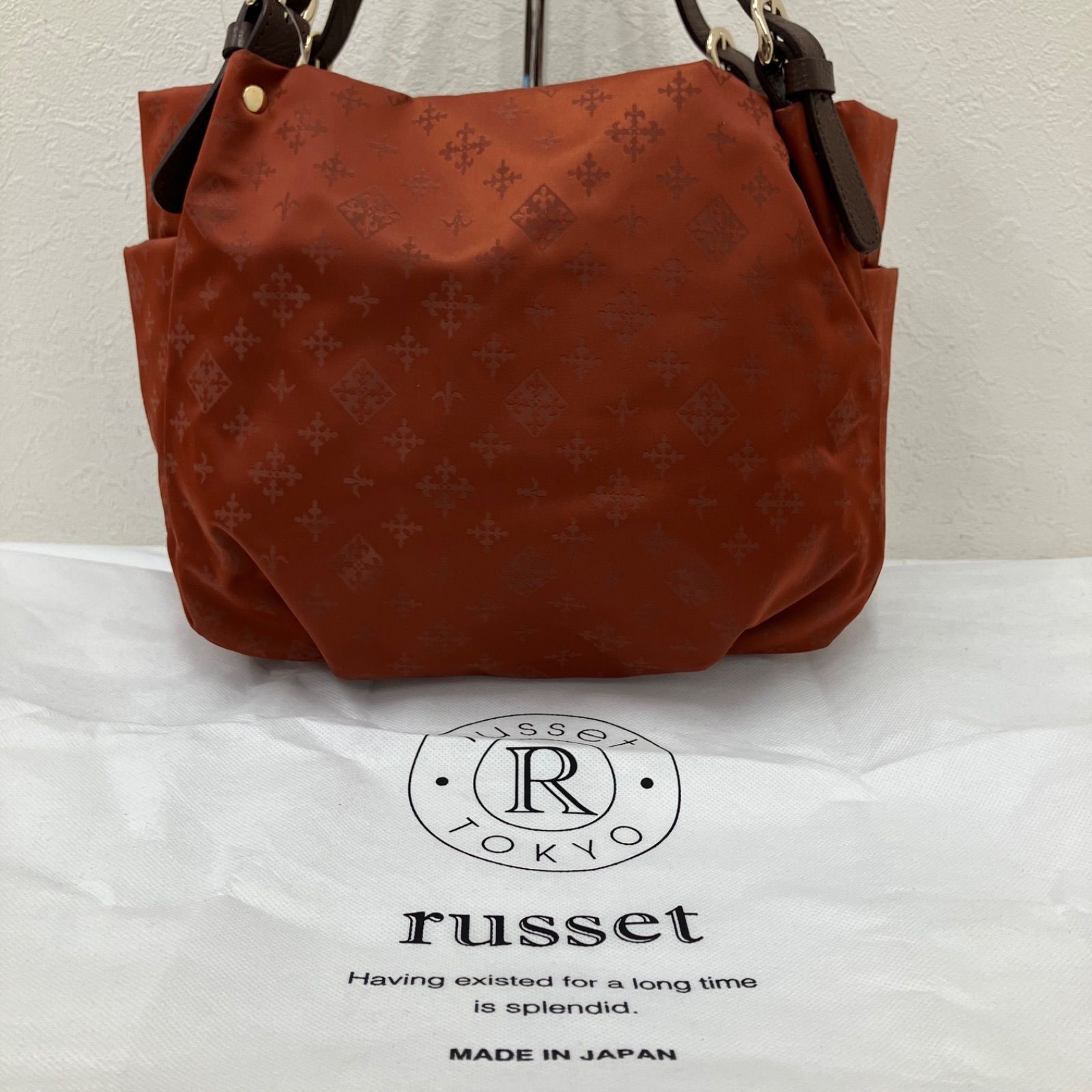 6480 【美品】 russet ラシット トートバッグ ハンドバッグ テラコッタ 