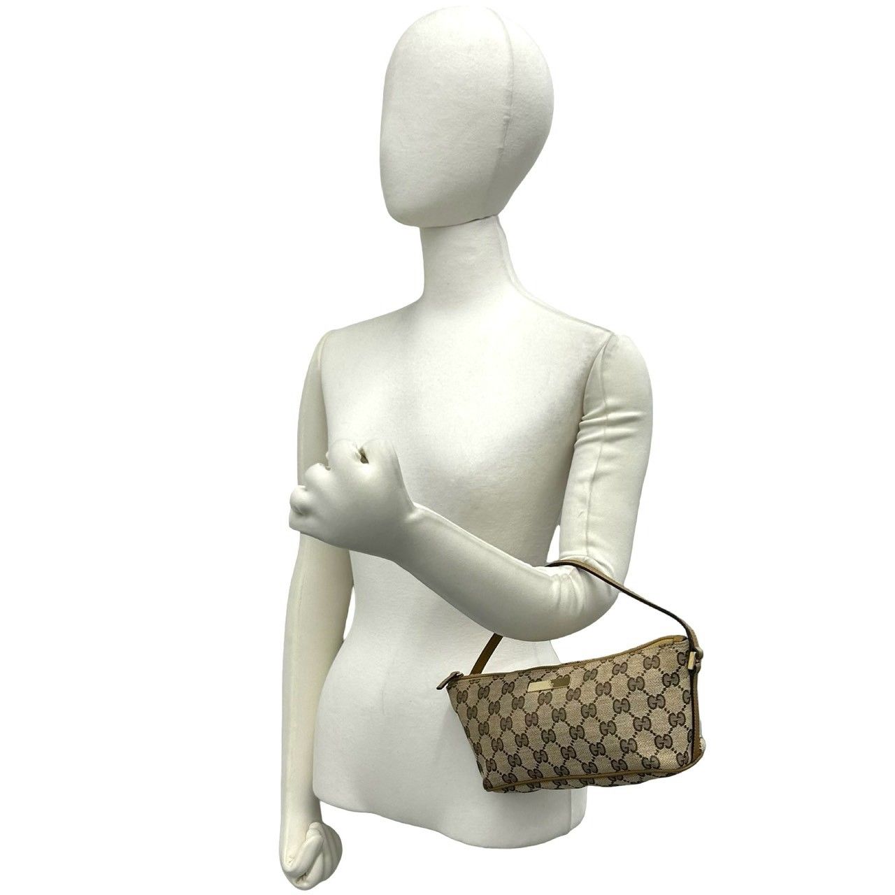 極 美品 希少品 GUCCI グッチ GG 柄 ロゴ プレート 金具 キャンバス