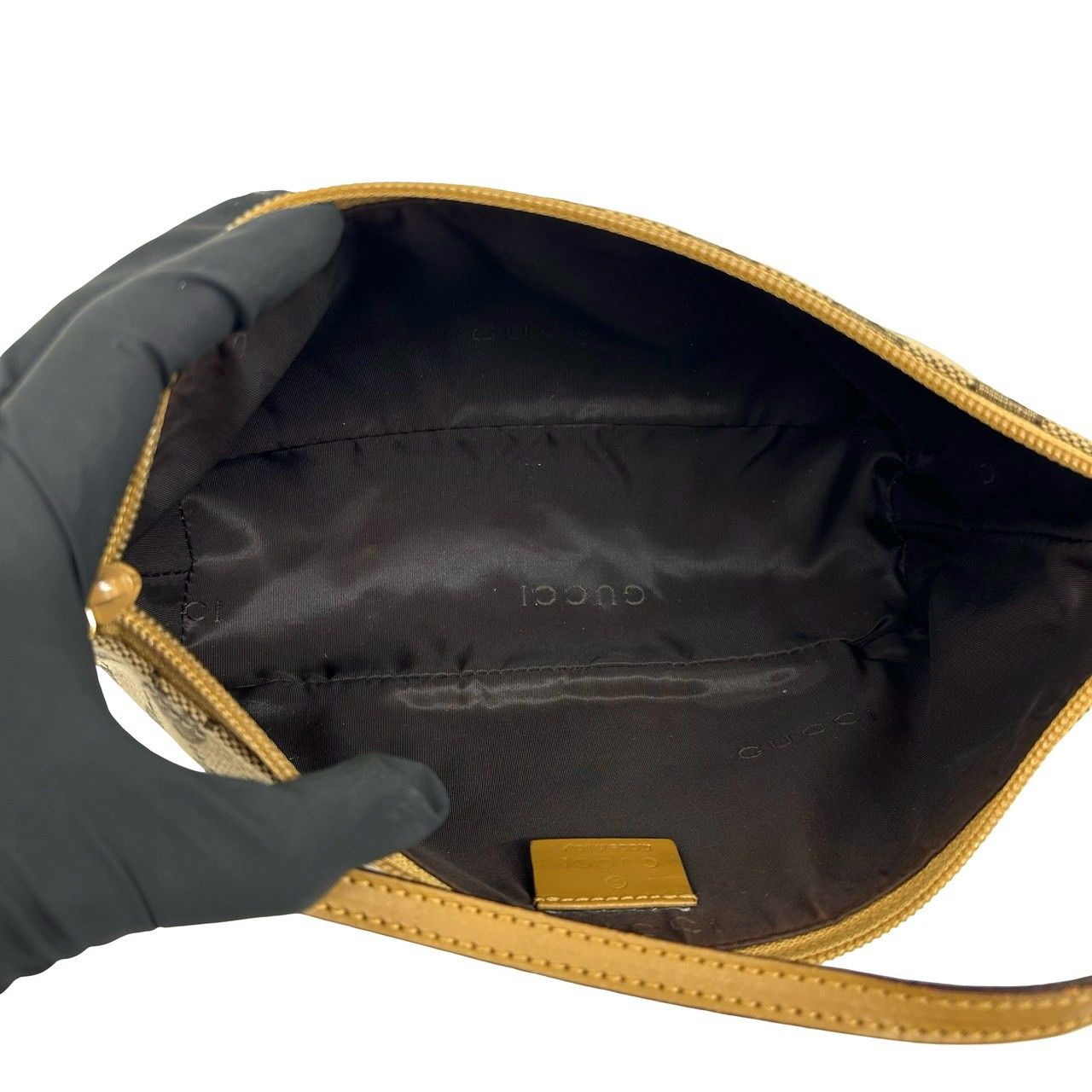 極 美品 希少品 GUCCI グッチ GG 柄 ロゴ プレート 金具 キャンバス