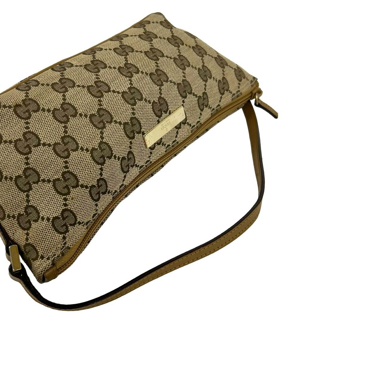 極 美品 希少品 GUCCI グッチ GG 柄 ロゴ プレート 金具 キャンバス