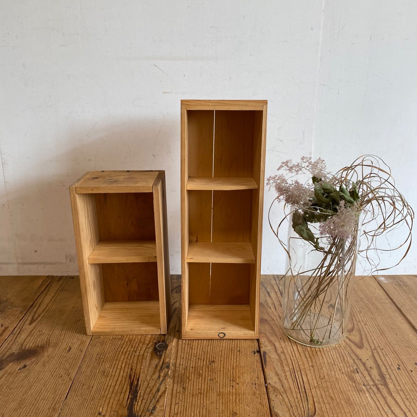 2 piece set antique old wooden box wall hanging wooden display shelf collection case old furniture, old tools, wooden box X171