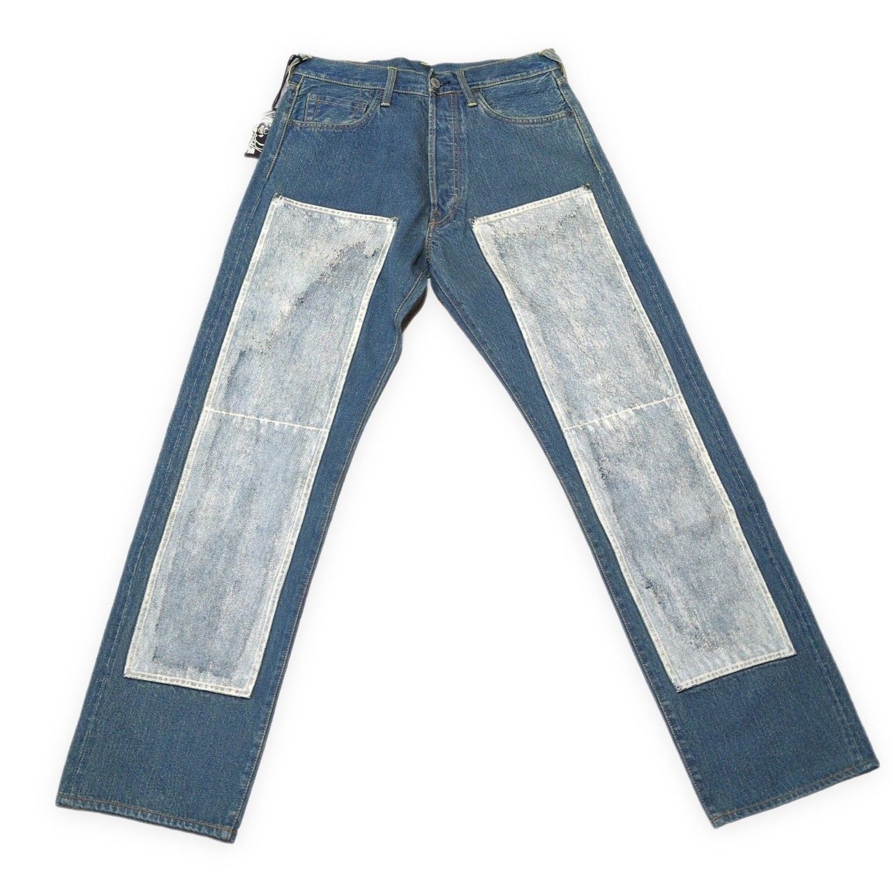 EVISU エヴィス Lot.0001 ダブルニーデニムパンツ ジーンズ ホワイトペイント バックポケットカモメ メンズ W30 EVISU エヴィス Lot.0001 ダブルニーデニムパンツ ジーンズ ホワイト
