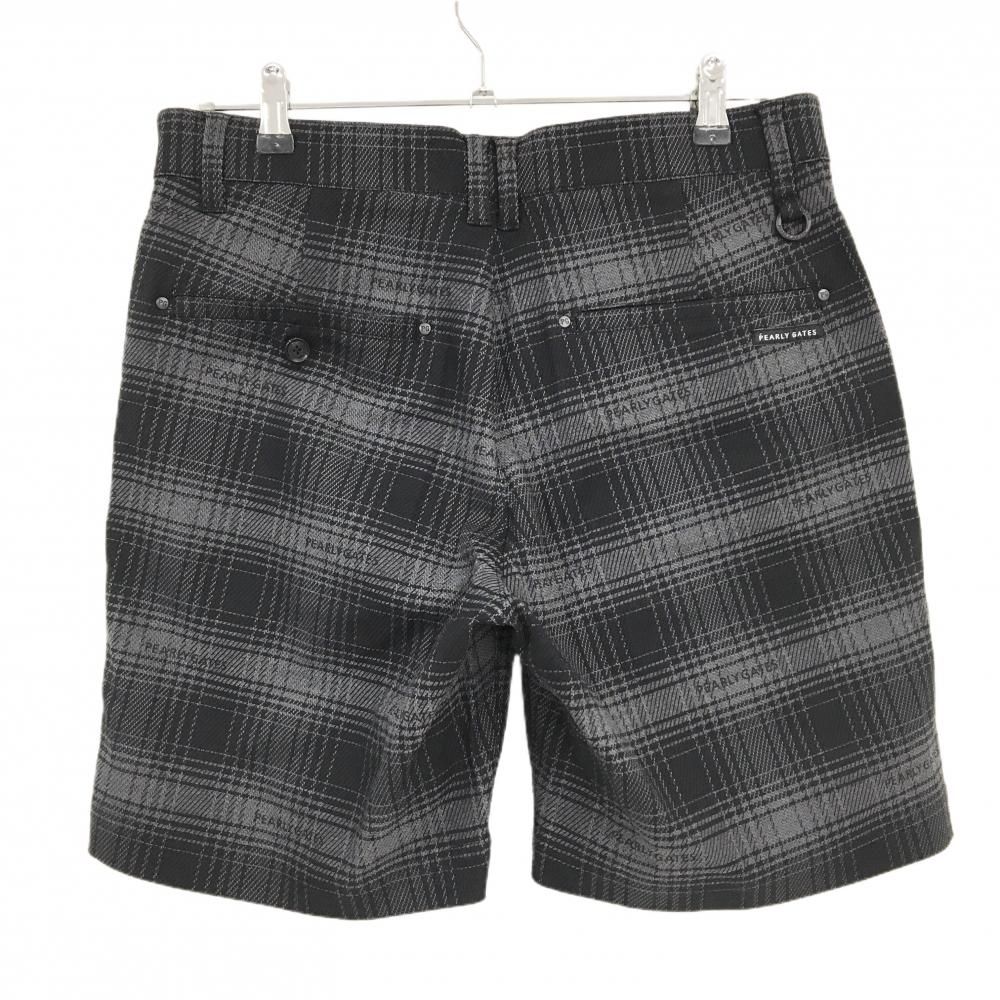 超美品】パーリーゲイツ ハーフパンツ 黒×グレー チェック ロゴ