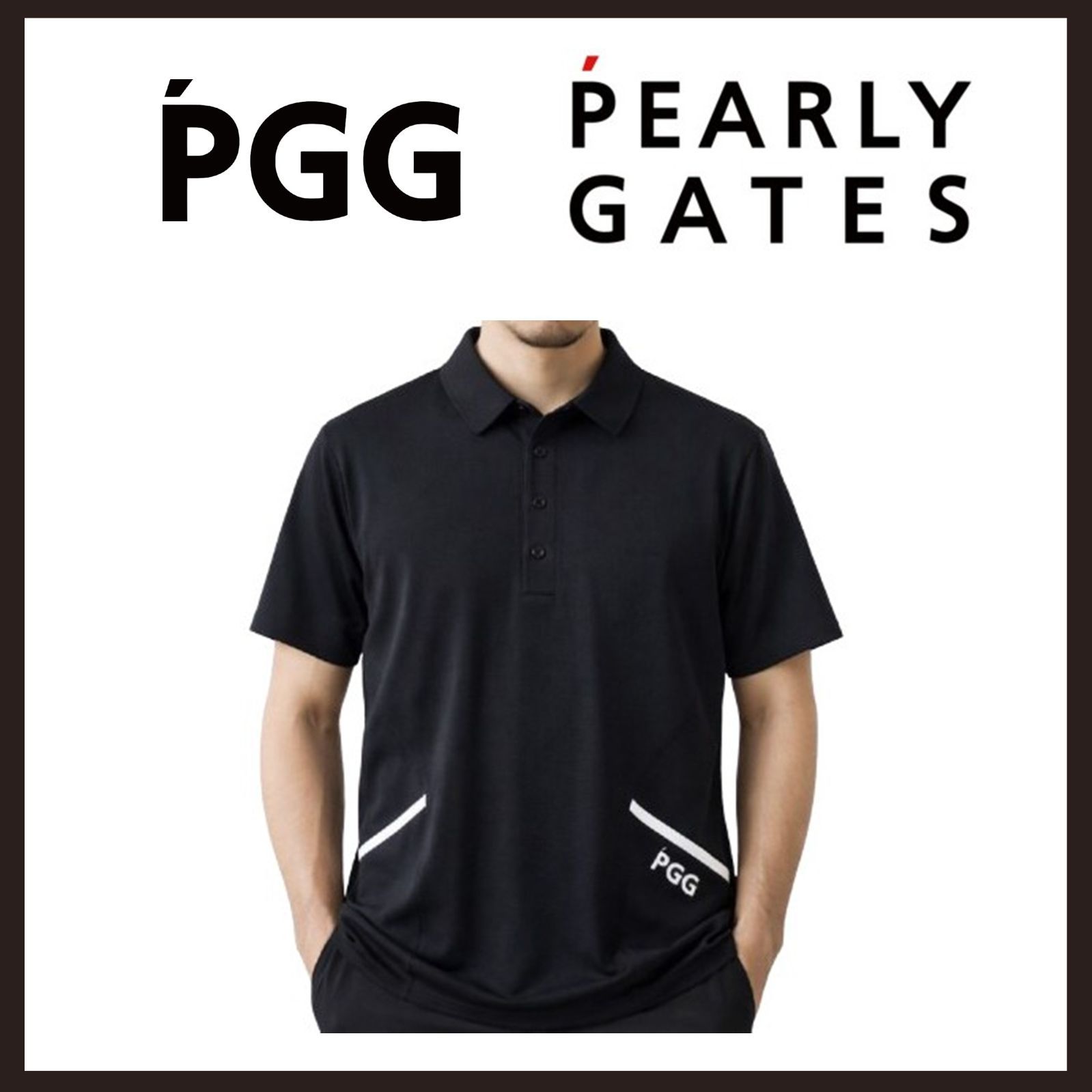新品未使用　PGG PEARLY GATES（ピージージーパーリーゲイツ）　ドライタッチ メッシュ ロゴポロシャツ　5　ネイビー系