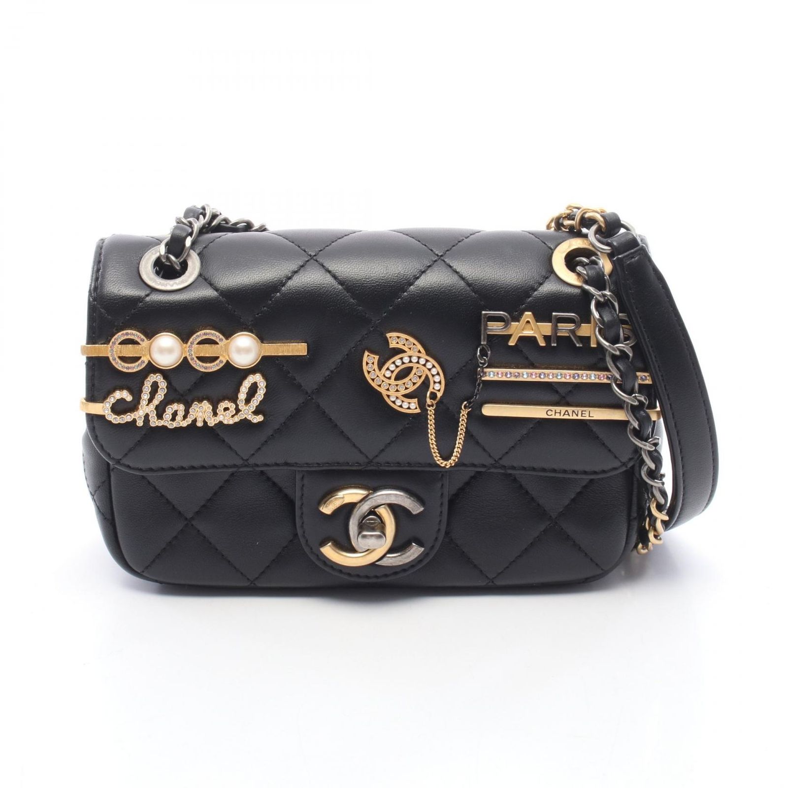 シャネル CHANEL ショルダーバッグ マトラッセ クリップココ AS2978 ブラック ラムスキン（羊革） ミニマトラッセ クリップココ チェーンショルダー レディース