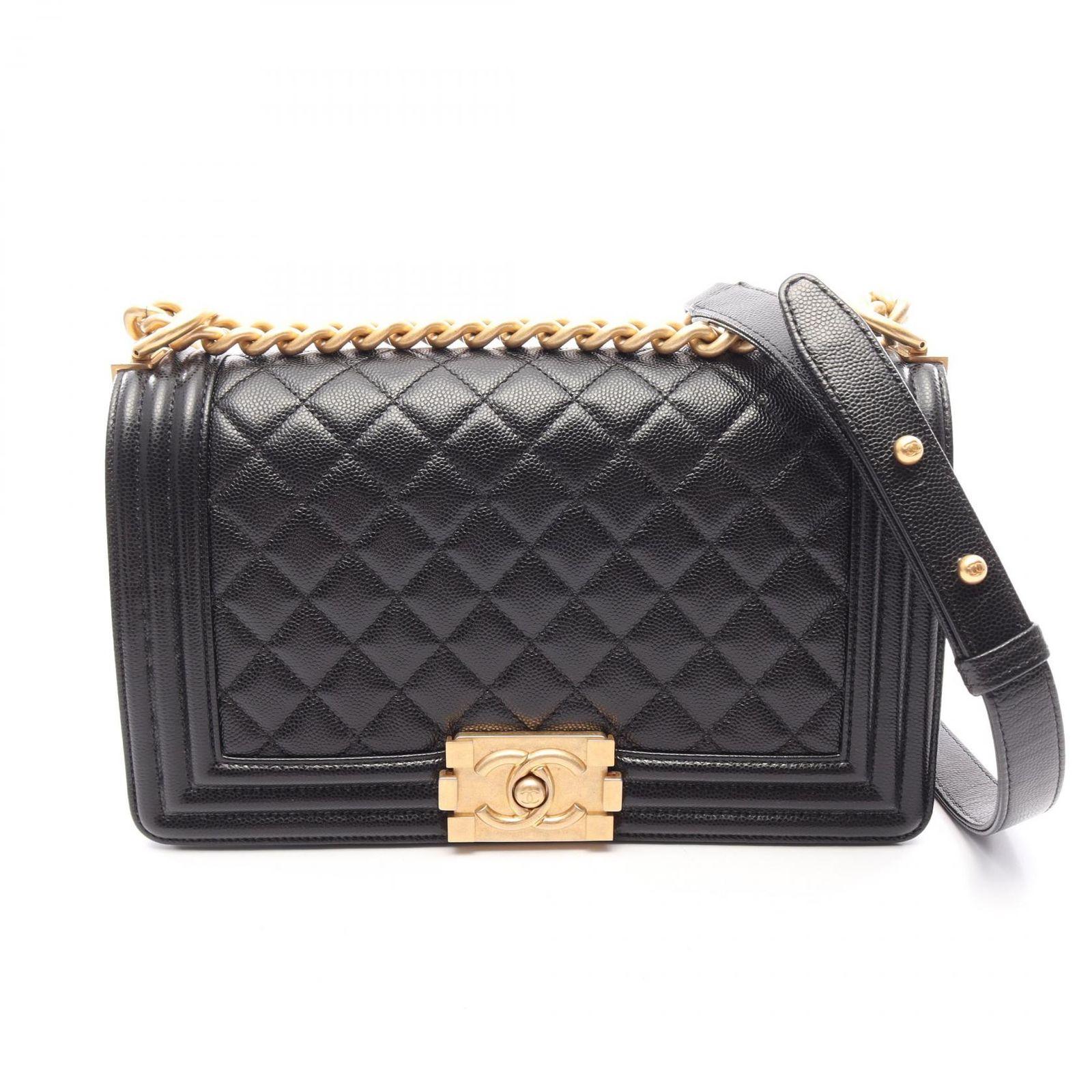 シャネル CHANEL ショルダーバッグ ボーイシャネル A67086 ブラック キャビアスキン(グレインドカーフ) ボーイシャネル チェーンショルダー レディース Used A
