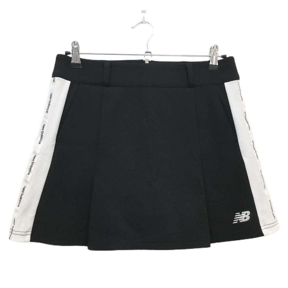 New Balance ゴルフスカート 黒 美品 ロゴ入 超美品】ニューバランスゴルフ スカート 黒×白 サイドロゴテープ