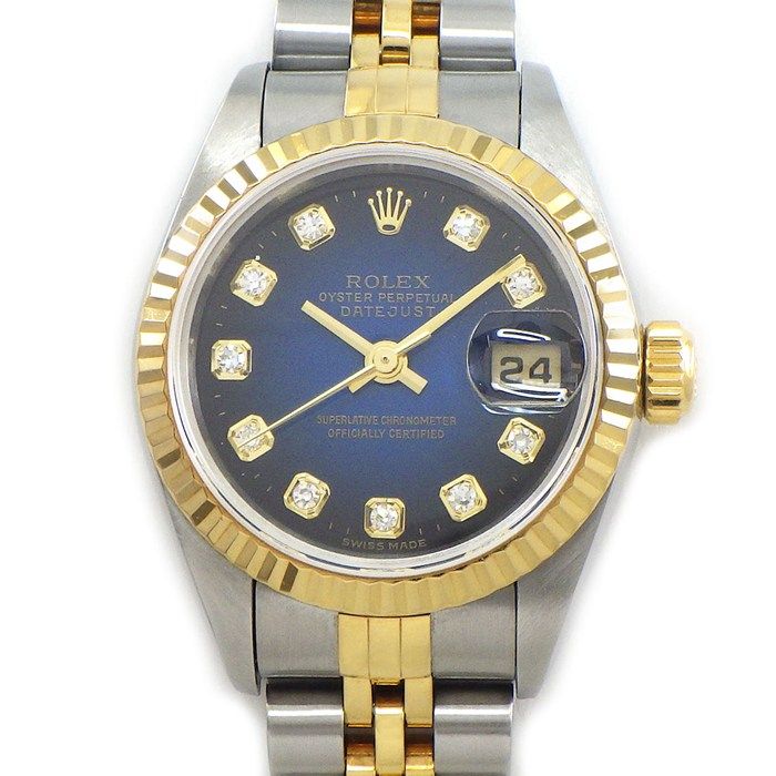 ロレックス Rolex 腕時計 デイトジャスト 79173G P番 2000年製 10ポイント ダイヤインデックス ブルーグラデーション文字盤 デイト K18YG SS 自動巻き 【中古】