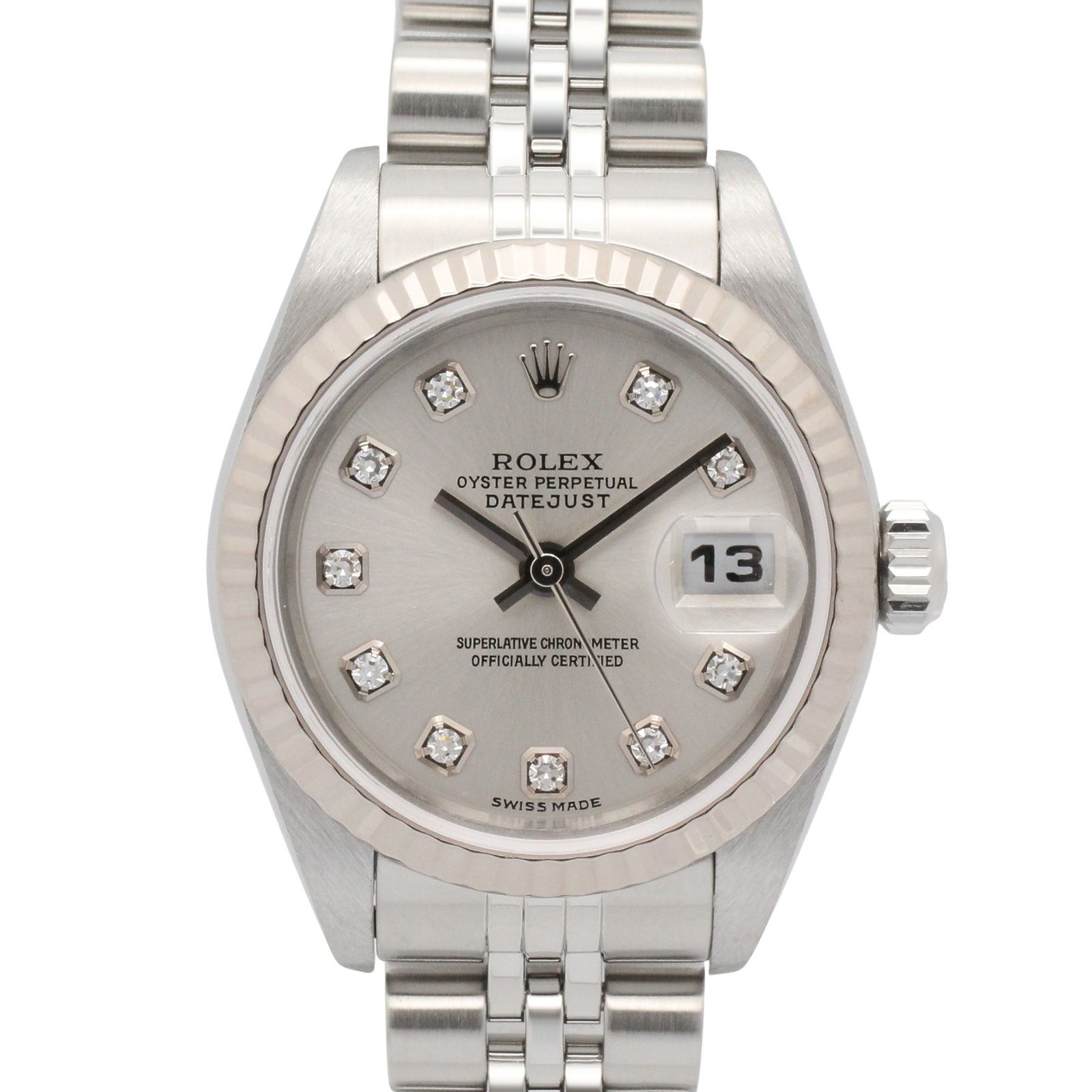 ロレックス ROLEX 腕時計 デイトジャスト 10Pダイヤ F番 79174G SIL/NP K18WG（ホワイトゴールド） ステンレススチール デイトジャスト 10Pダイヤ F番 レディース Used A